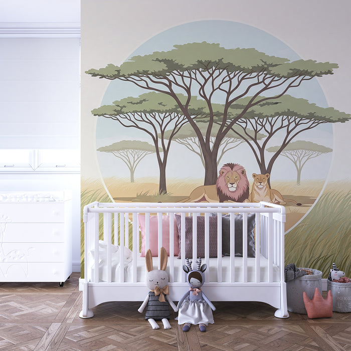 Gyermekszoba tapéta | Fenséges oroszlánok az afrikai szavannában