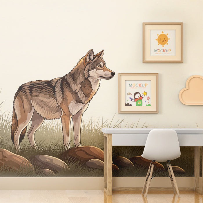 **Tapete Kinderzimmer | Wolf in einer Naturlandschaft**