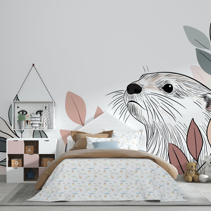 Papier peint chambre enfant | Loutre curieuse dans la nature