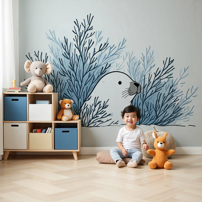 Papier peint chambre enfant | Loutre et algues marines