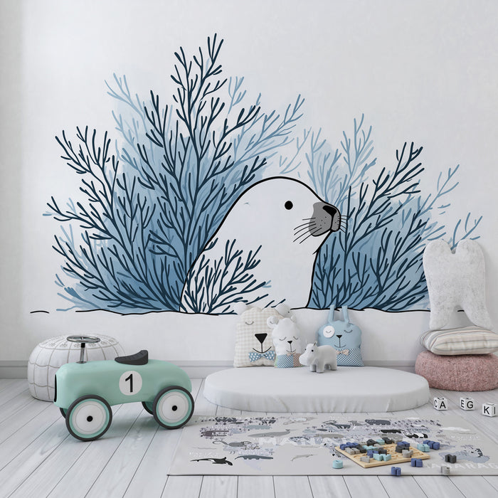 Papier peint chambre enfant | Loutre et algues marines