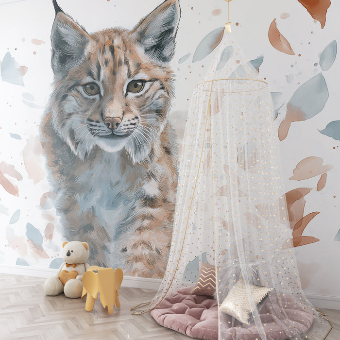 Papel de parede criança | Lince majestoso em uma explosão de cores
