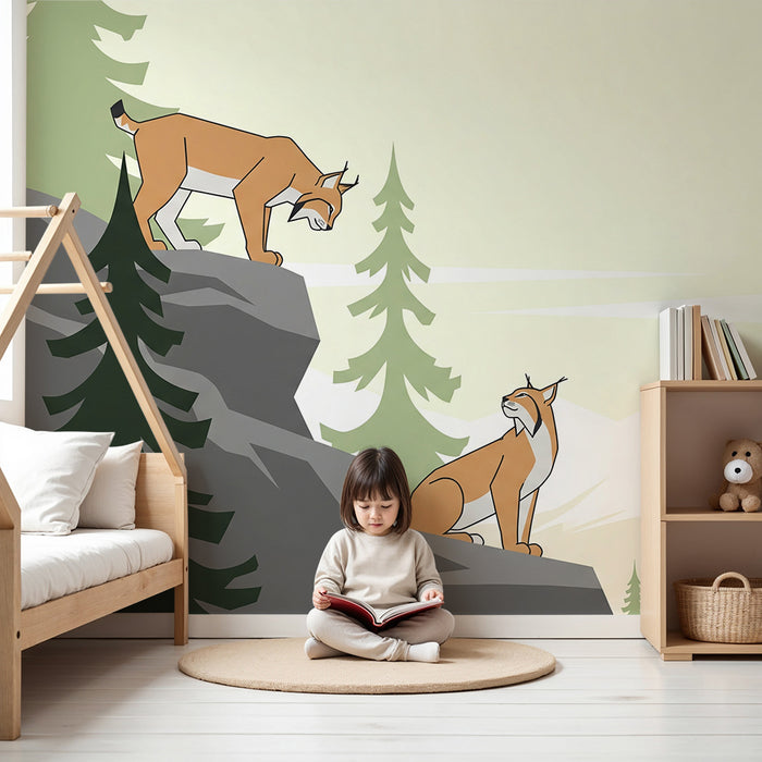 **Papel de perete pentru camera copiilor | Linx maiestuos într-o pădure liniștită**