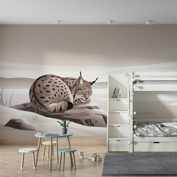 Papel pintado infantil | Lince en un paisaje invernal