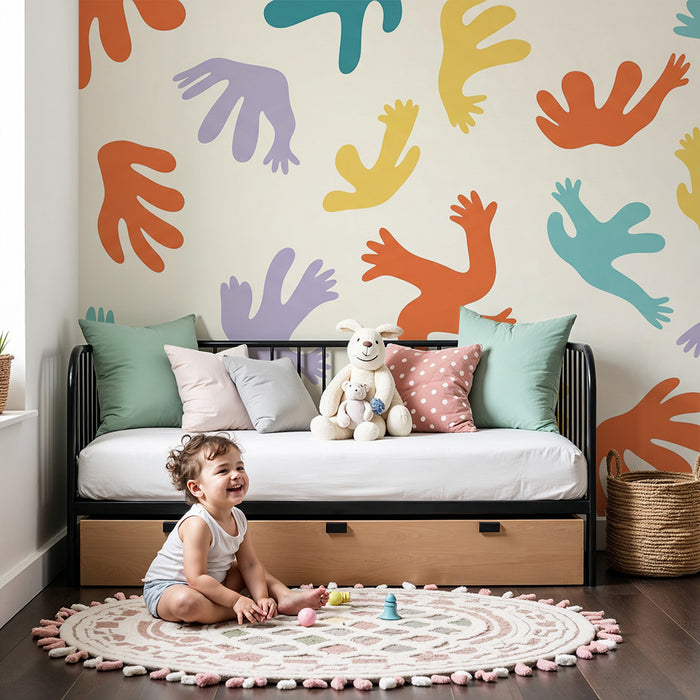 Kinderkamer behang | Kleurrijke handen in een speels en modern ontwerp