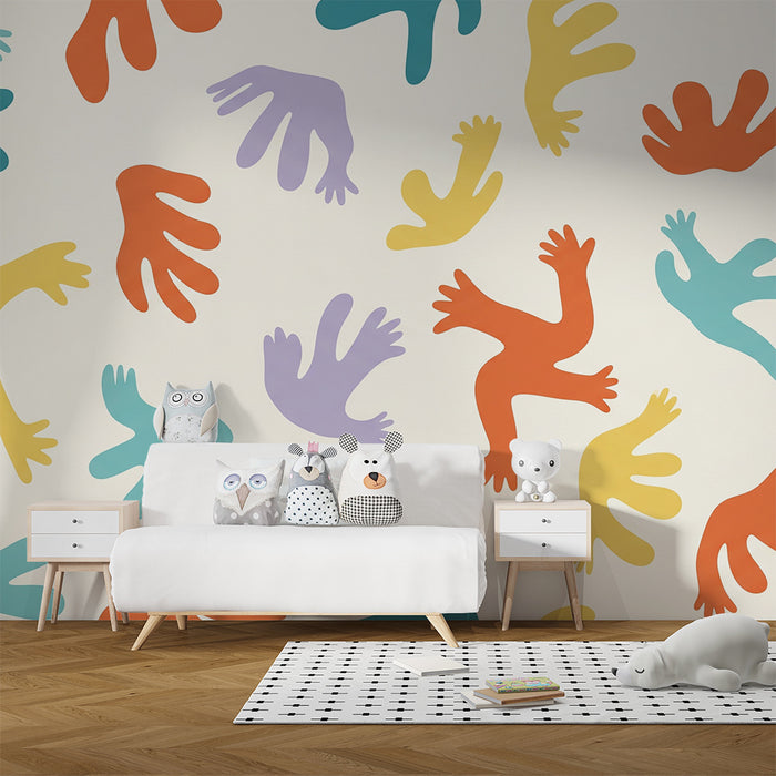 Kinderkamer behang | Kleurrijke handen in een speels en modern ontwerp