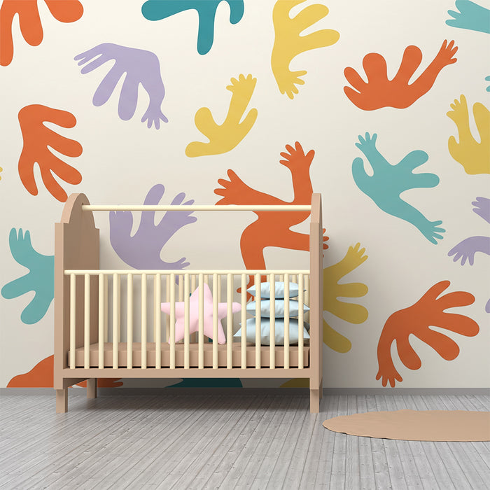 Kinderkamer behang | Kleurrijke handen in een speels en modern ontwerp