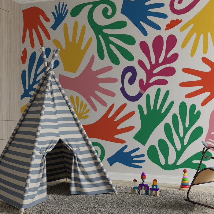 Behang kinderkamer | Kleurrijke handafdrukken