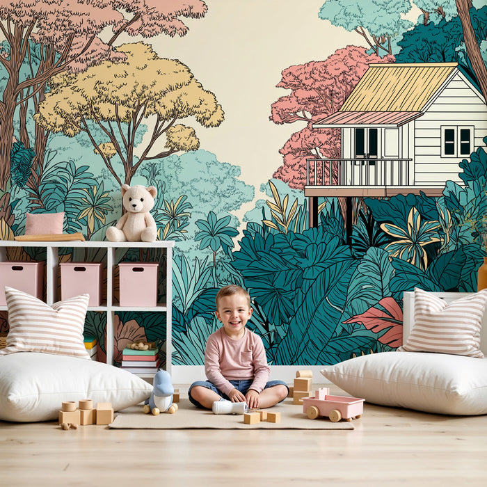 Kids room wallpaper | Maja värvilises džunglis