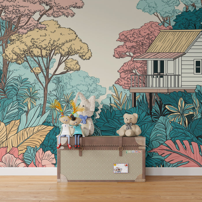 Kids room wallpaper | Maja värvilises džunglis
