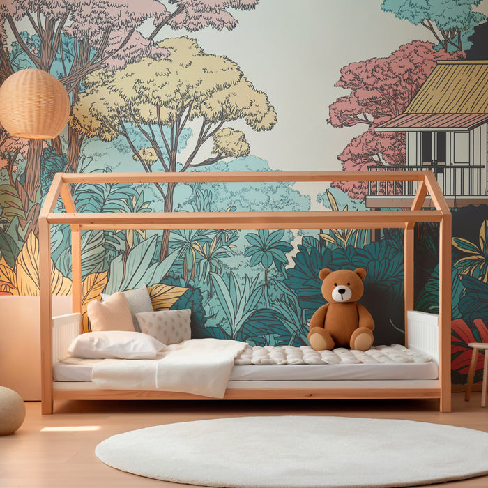Kids room wallpaper | Maja värvilises džunglis