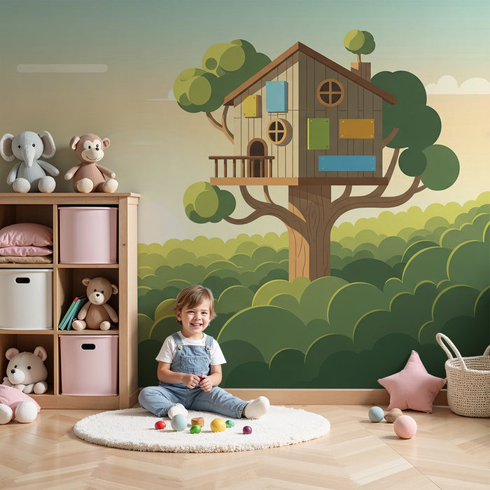 Kids' Room Wallpaper | Sunset Treehouse