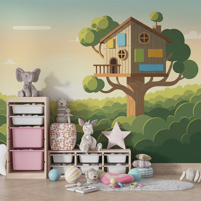 Kids' Room Wallpaper | Sunset Treehouse