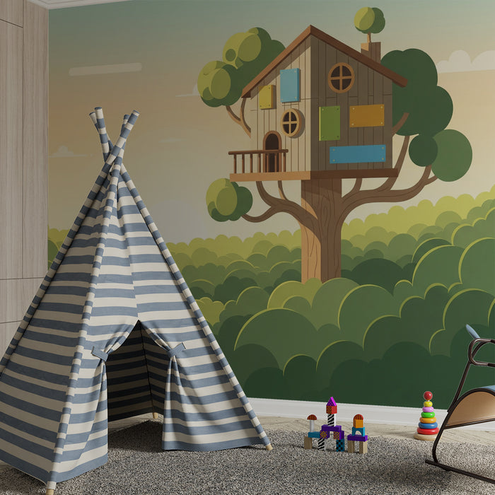 Kids' Room Wallpaper | Sunset Treehouse