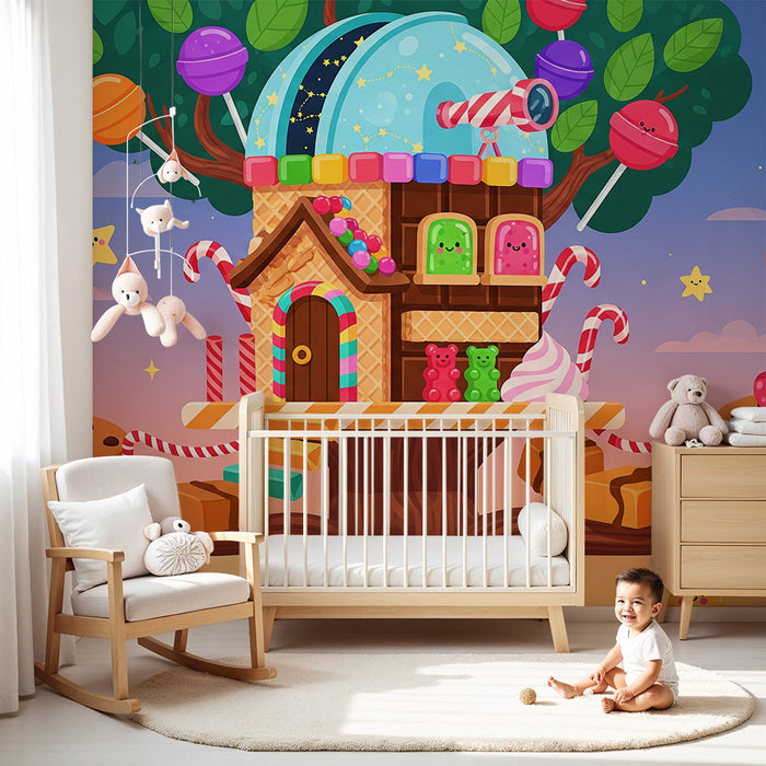 Kids' Room Wallpaper | Candy House in a Magical Tree