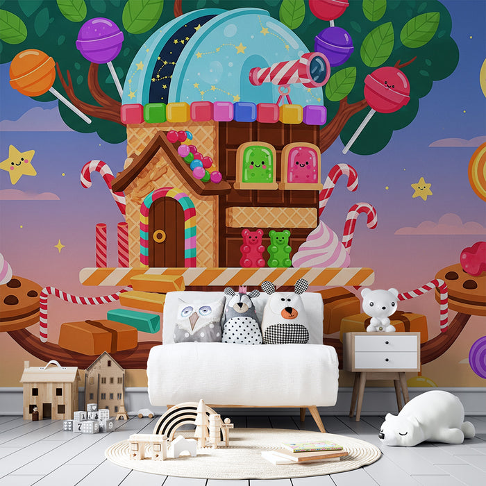 Kids' Room Wallpaper | Candy House in a Magical Tree