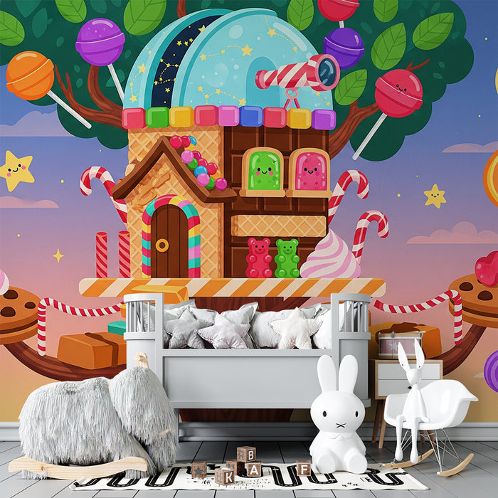 Kids' Room Wallpaper | Candy House in a Magical Tree