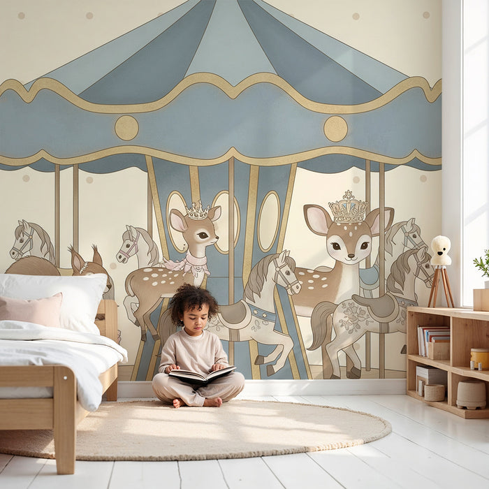 Børneværelse tapet | Forhekset karrusel med dyr