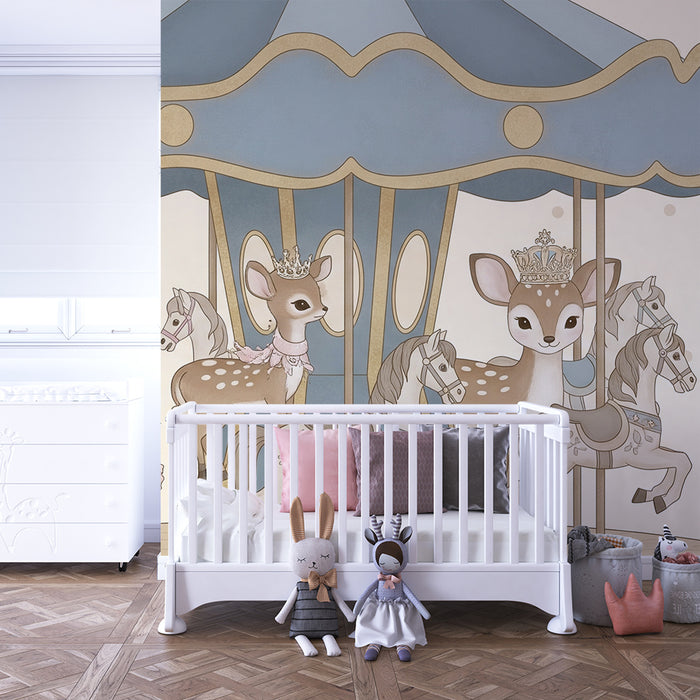 Børneværelse tapet | Forhekset karrusel med dyr