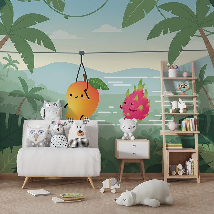 Dětské tapety do pokojíčku | Mango a dračí ovoce na dobrodružné výpravě v džungli