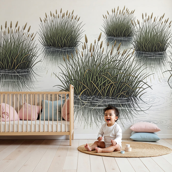 Kinderzimmer-Tapete | Ruhiges Sumpfgebiet mit Wasserpflanzen