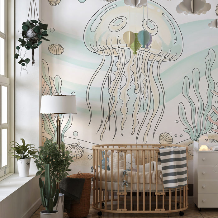 Kids room wallpaper | Jellyfish and underwater backgrounds