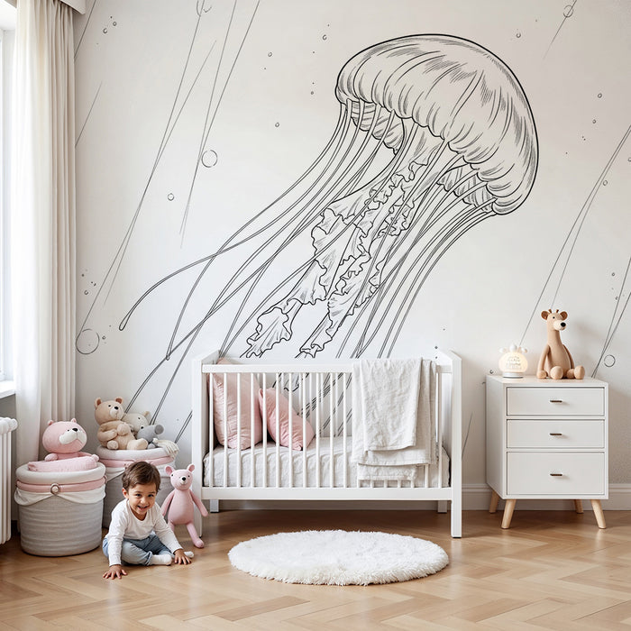 Papier peint chambre enfant | Méduse majestueuse dans un océan apaisant