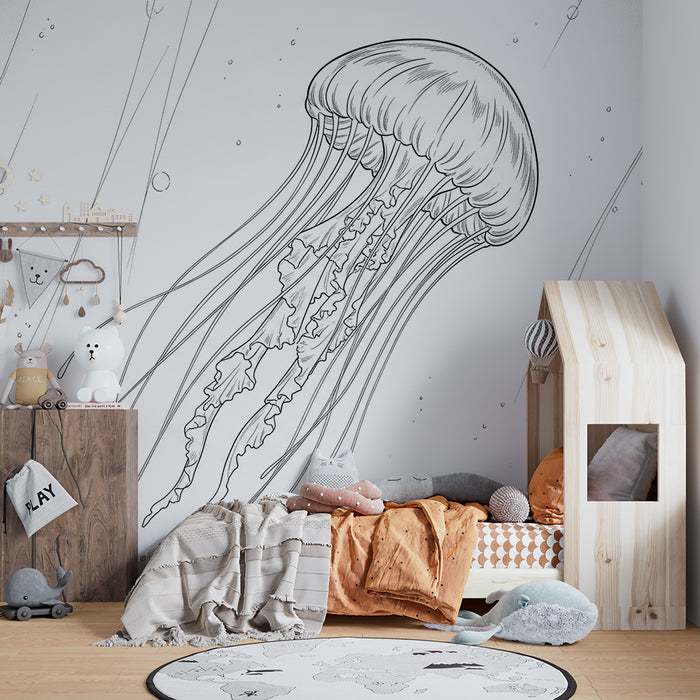Papier peint chambre enfant | Méduse majestueuse dans un océan apaisant