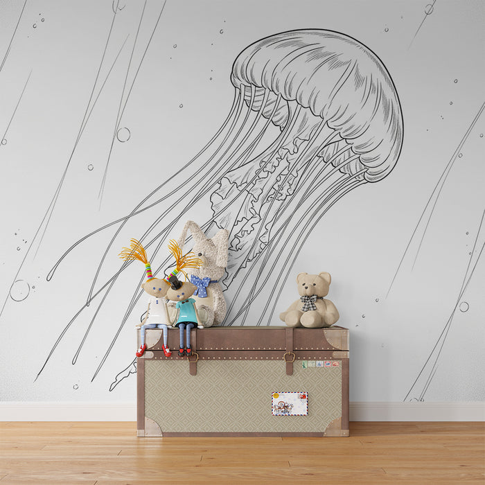 Papier peint chambre enfant | Méduse majestueuse dans un océan apaisant