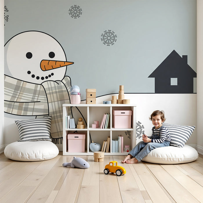 Kids' Room Wallpaper | Cute Smiling Snowman