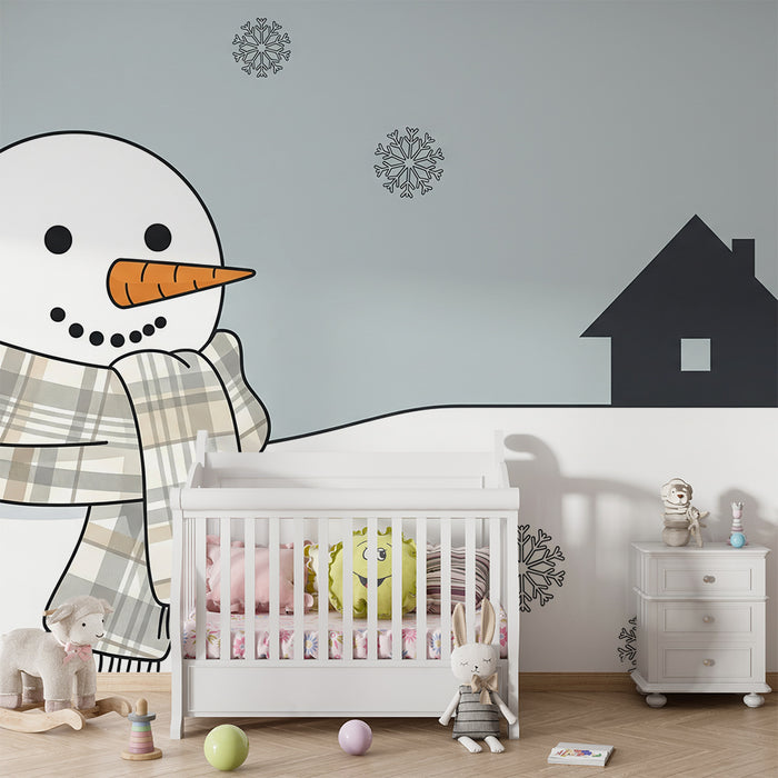 Kids' Room Wallpaper | Cute Smiling Snowman