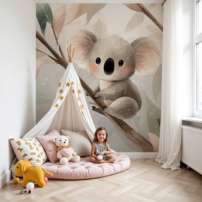 Kinderkamer behang | Schattige koala in de takken