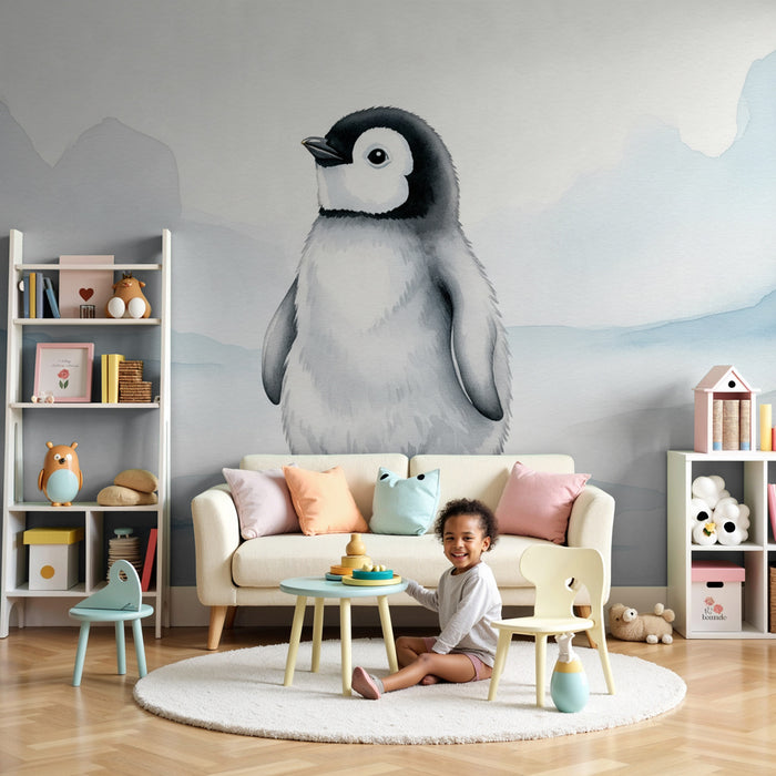 Papel de parede criança | Bonito pequeno pinguim no seu habitat gelado