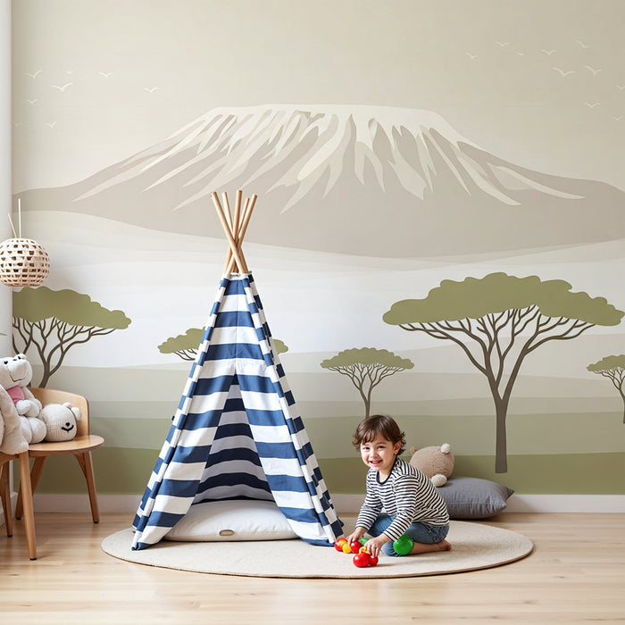 Papier peint chambre enfant | Montagne majestueuse et paysages apaisants