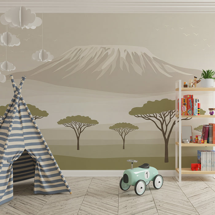 Papier peint chambre enfant | Montagne majestueuse et paysages apaisants