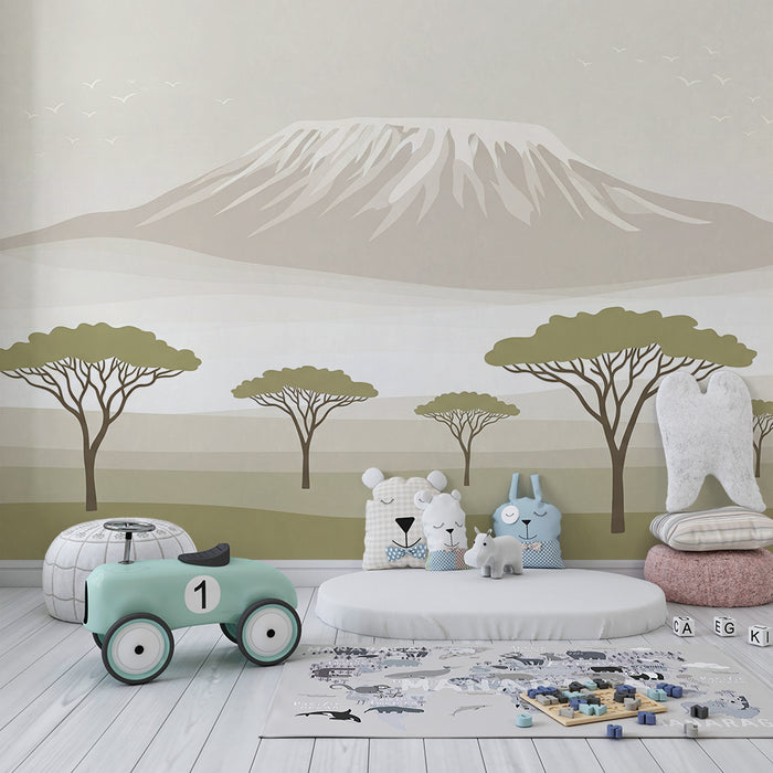 Papier peint chambre enfant | Montagne majestueuse et paysages apaisants