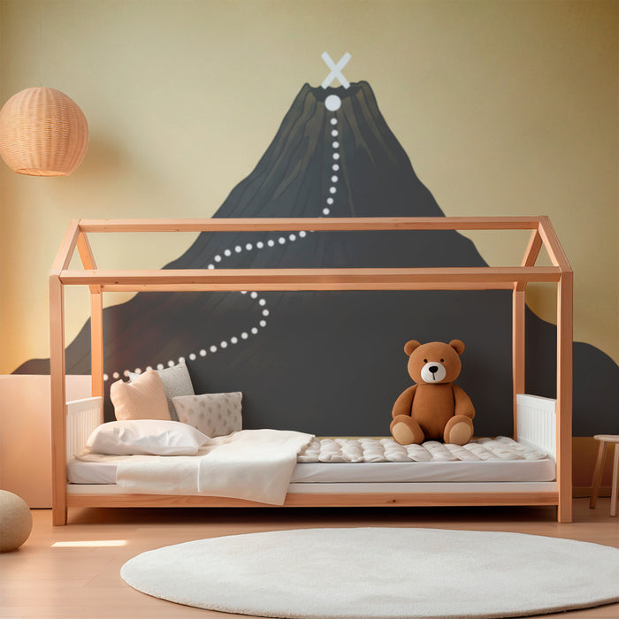 Kinderzimmer-Tapete | Vulkanberg mit Abenteuerpfad