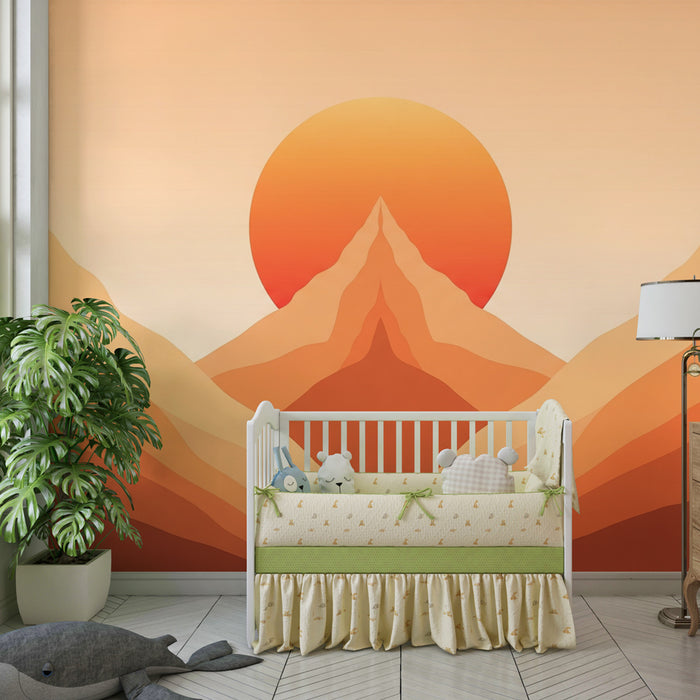 Kids room wallpaper | Mountains at sunset