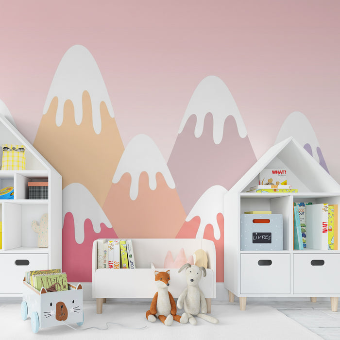 Papier de parede quarto criança | Montanhas coloridas ao entardecer