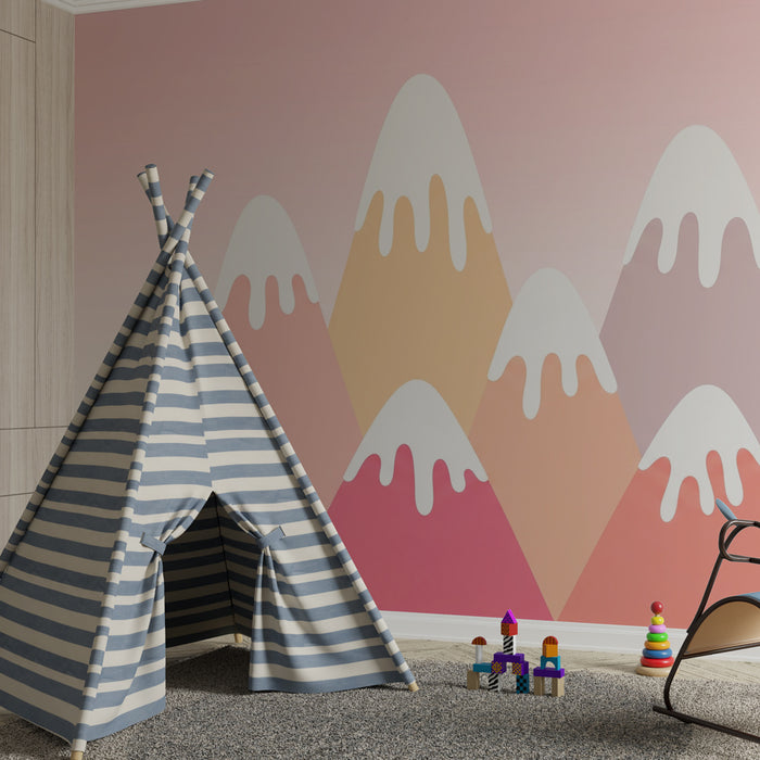 Papier de parede quarto criança | Montanhas coloridas ao entardecer