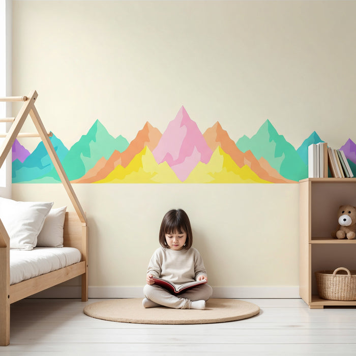 Kids room wallpaper | Colorful and soothing mountains