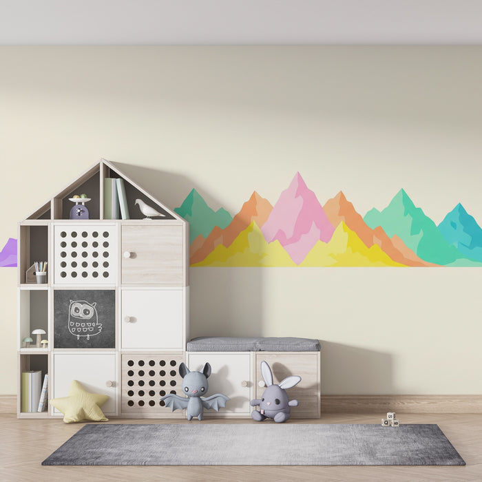Kids room wallpaper | Colorful and soothing mountains