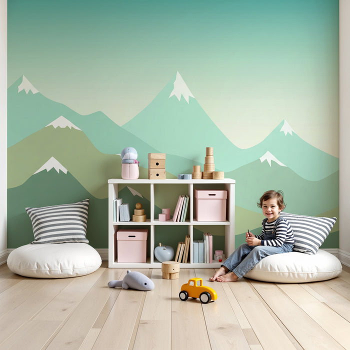 Kinderkamer behang | Zachte en rustgevende bergen