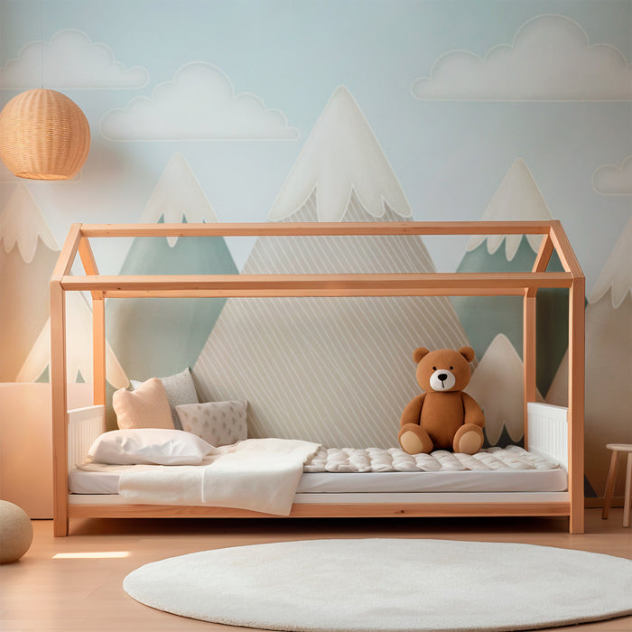 Kids room wallpaper | Soft mountains and soothing clouds