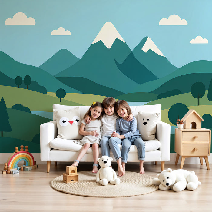 Papier peint chambre enfant | Montagnes et rivières paisibles