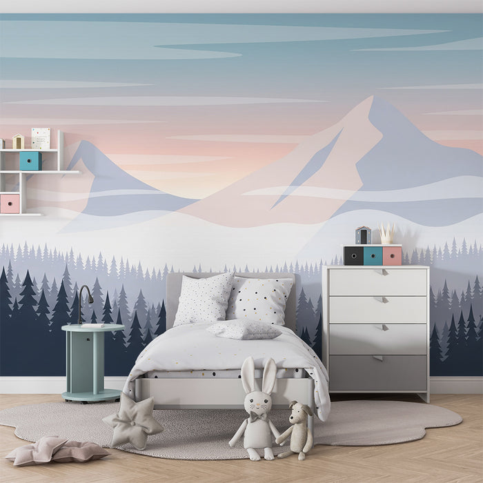 Lastenhuoneen tapetti | Mahtavat vuoret ja sumuinen metsä