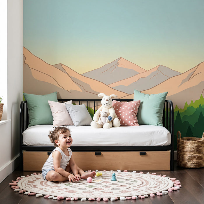 Dětská tapeta | Majestátní hory a zelený les