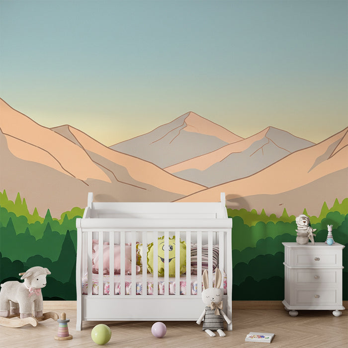 Dětská tapeta | Majestátní hory a zelený les
