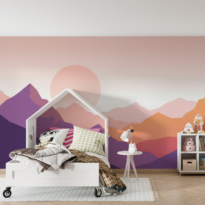 Kinderzimmer Tapete | Pastellberge bei Sonnenuntergang