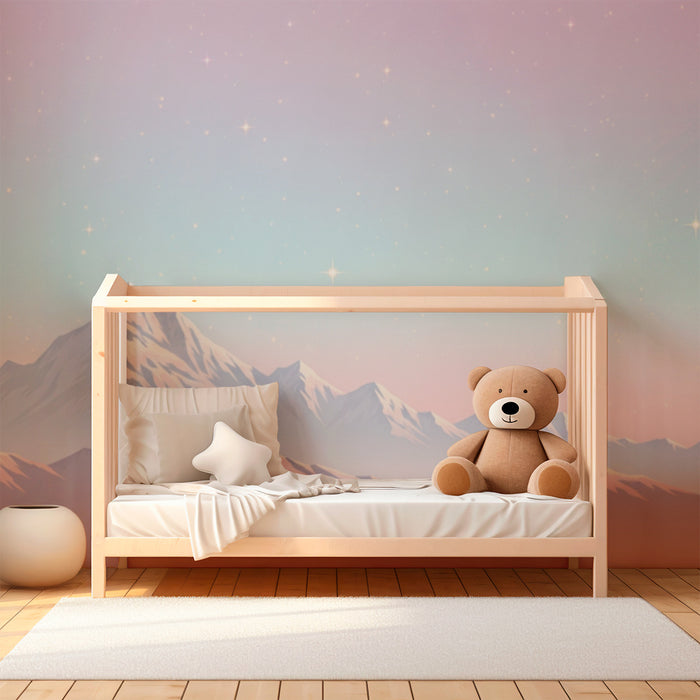 Tapet barnerom | Pastellfjell under en stjernehimmel